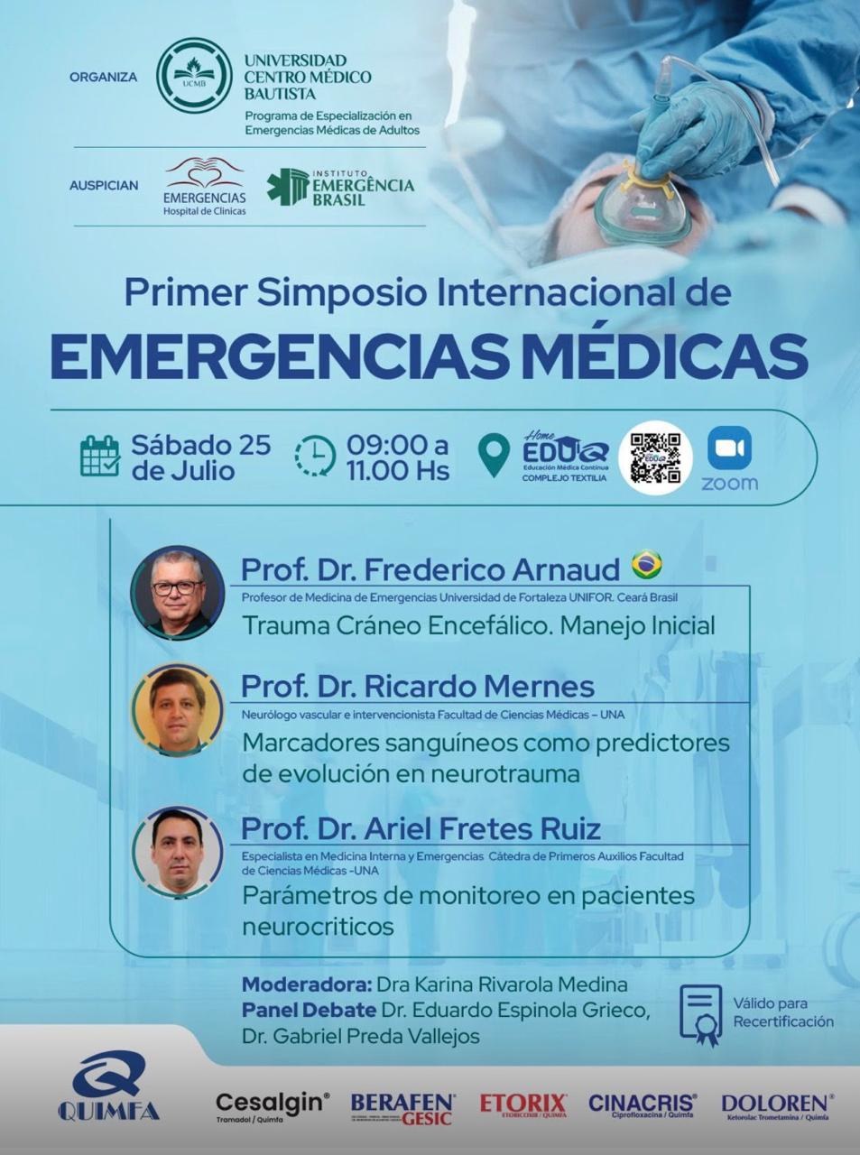 Flyer do Primeiro Simpósio Internacional de Emergências Médicas, no Paraguai