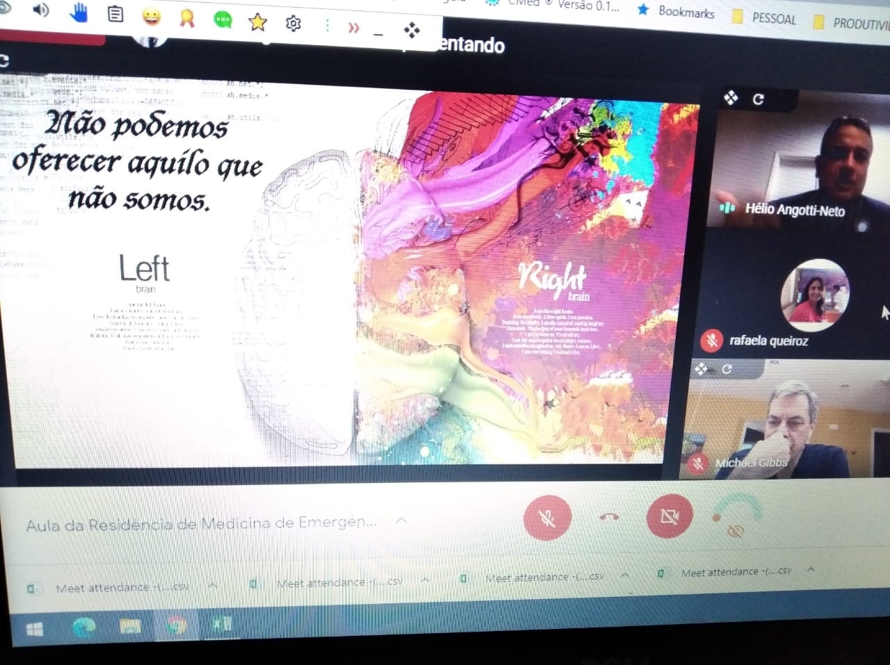 Aula na Residência de Medicina de Emergência